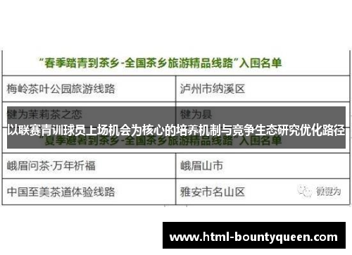以联赛青训球员上场机会为核心的培养机制与竞争生态研究优化路径 以联赛青训球员上场机会为核心的培养机制与竞争生态研究优化路径